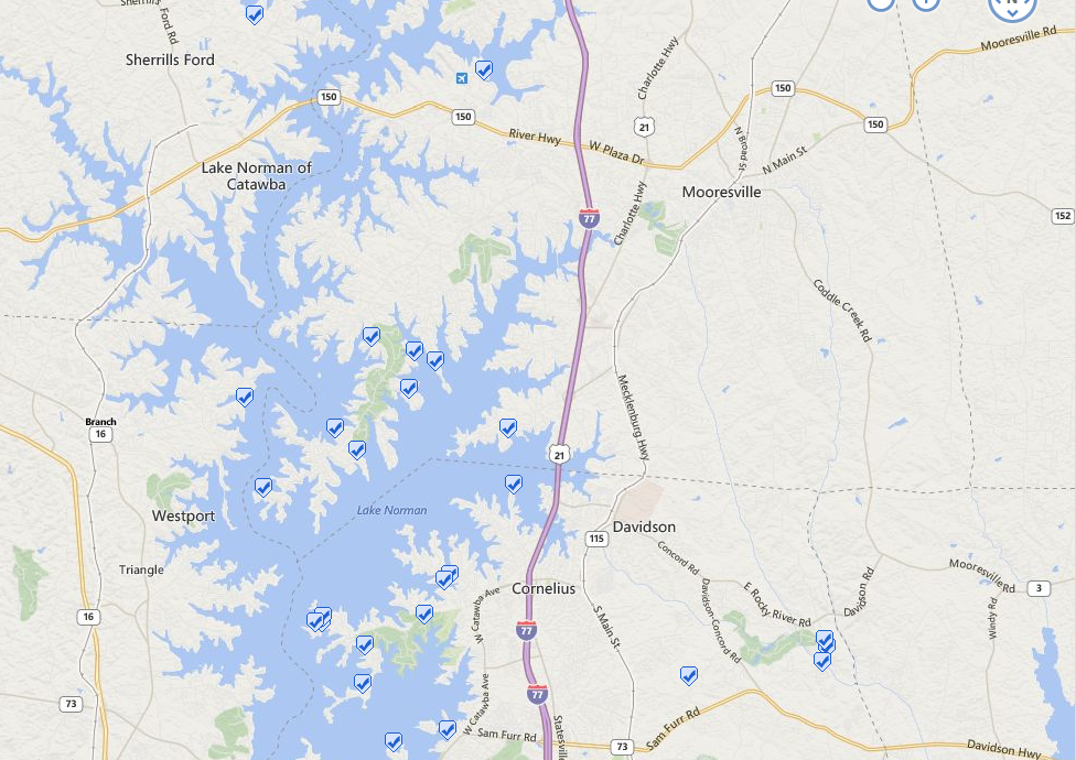 Map of Luxury Homes Sold in Lake Norman July 2014