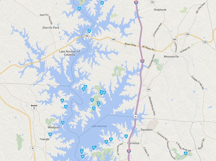 Lake Norman Luxury Real Estate Homes Sold August 2014 Map